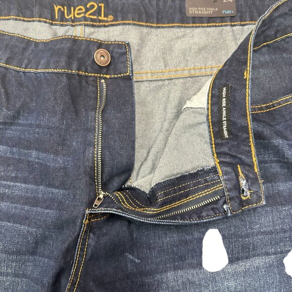 NWT Rue21 Womens 24 Jeans High Rise Ankle Straight Leg Dark Wash Raw Hem Plus - Picture 10 of 16